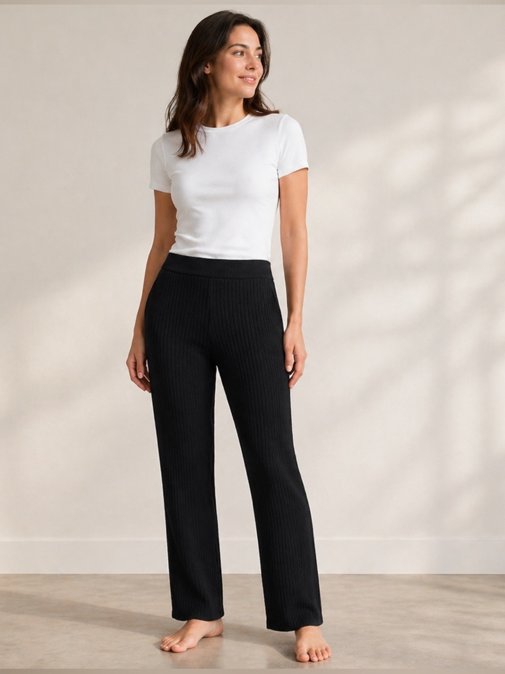 Banana Republic NEW Black Ribbed Knit‎ Pull On Pants size L